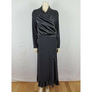 CATY LESCA gray and black Bohemian maxi dress 4‎